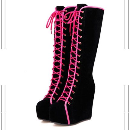 New Lace Inside The Flat Martin Boots Suede Shoes Large Size High Boots Women Platform Boots botas inverno feminina NO.202